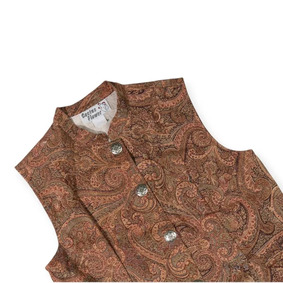 Brown Paisley Button-Up Vest - Picture 2 of 8